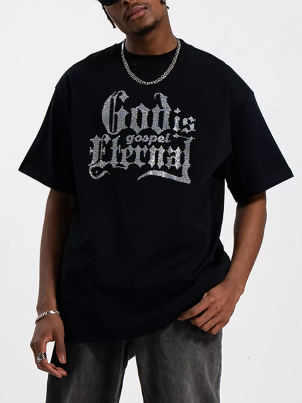 Men's Letter Round Neck Short Sleeve T-Shirt, image 2