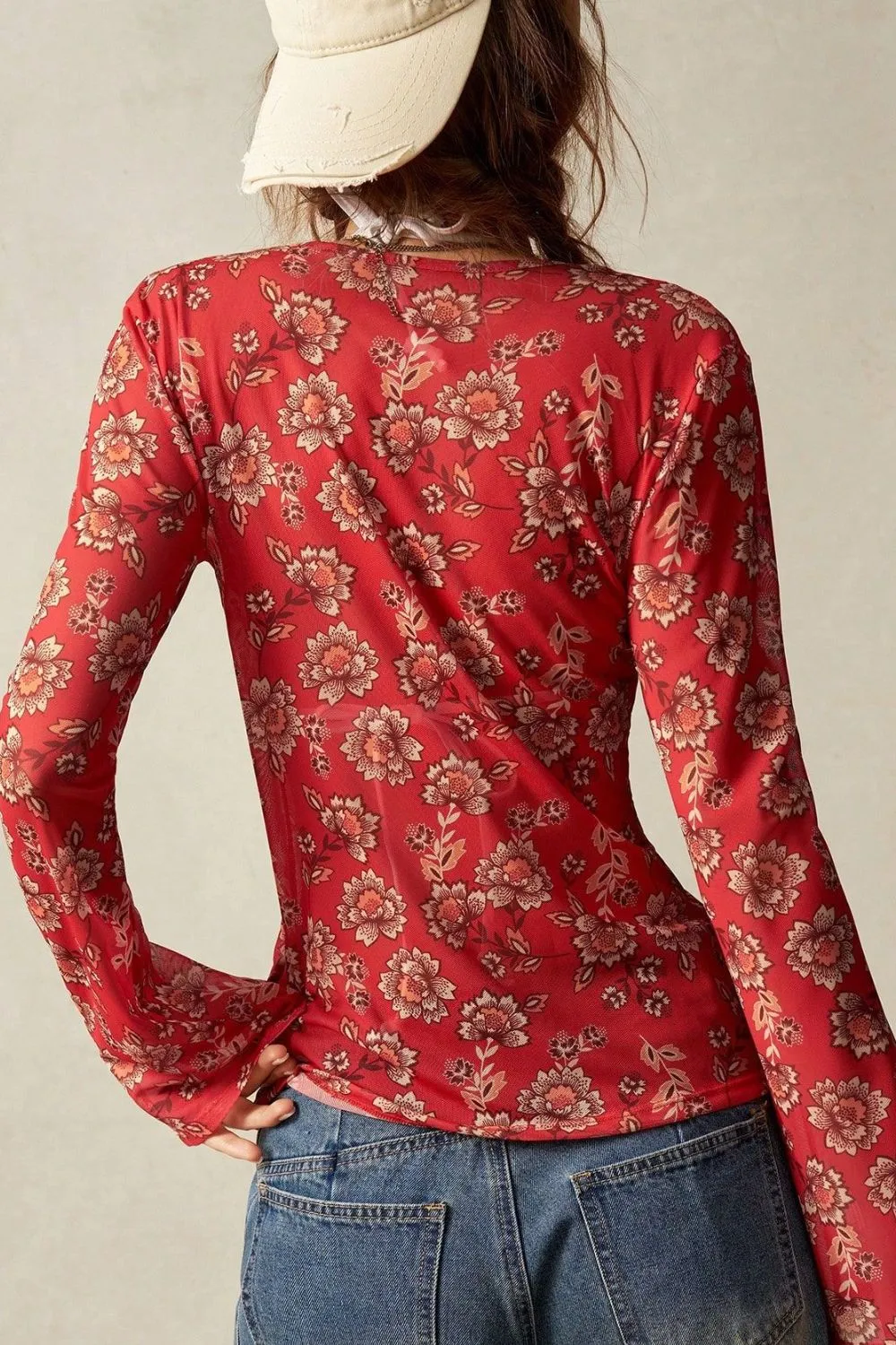 Floral Button-Front Shirt with Bell Sleeves, image 8