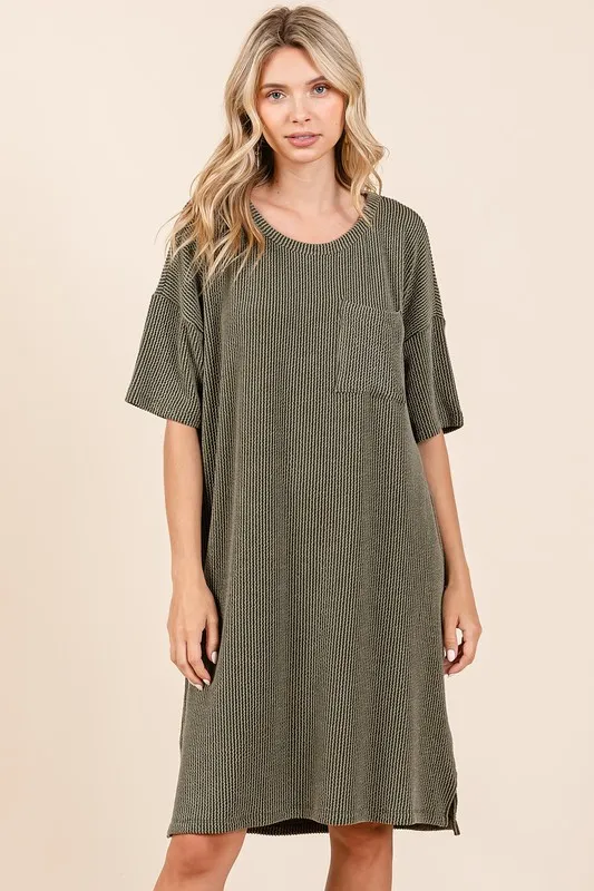 Urban Rib Knit Short Sleeve Tee Dress, image 2