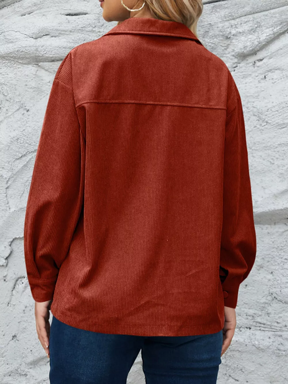 Corduroy Button-Down Shirt with Chest Pockets, image 3