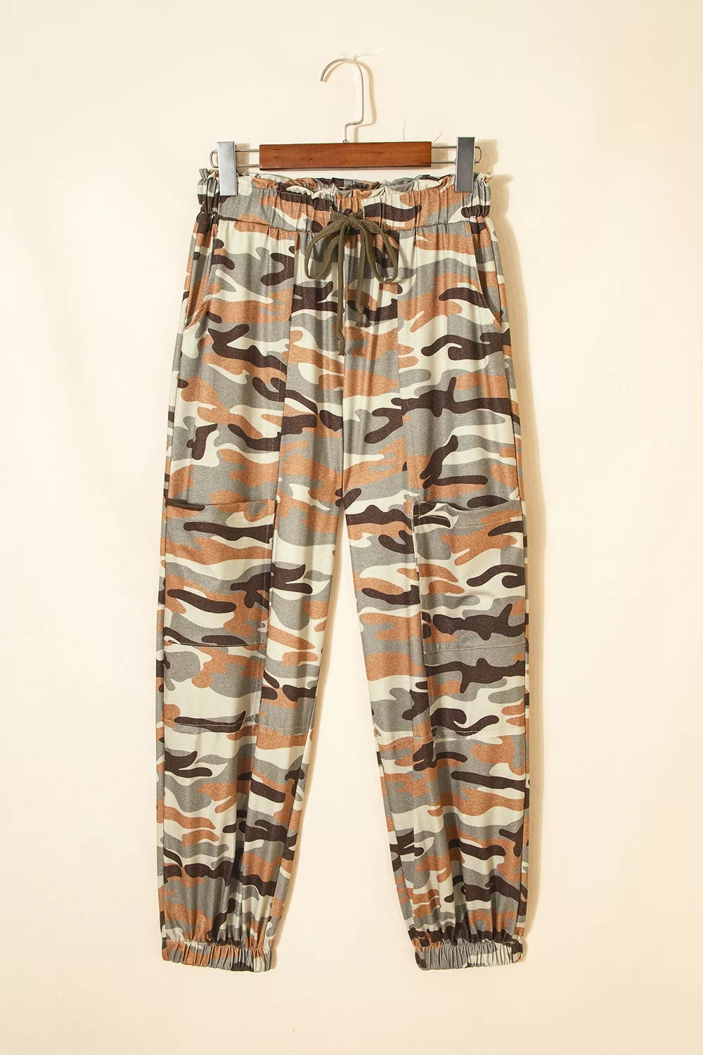 Camouflage Printed Drawstring Elastic Waist Jogger Pants, image 4
