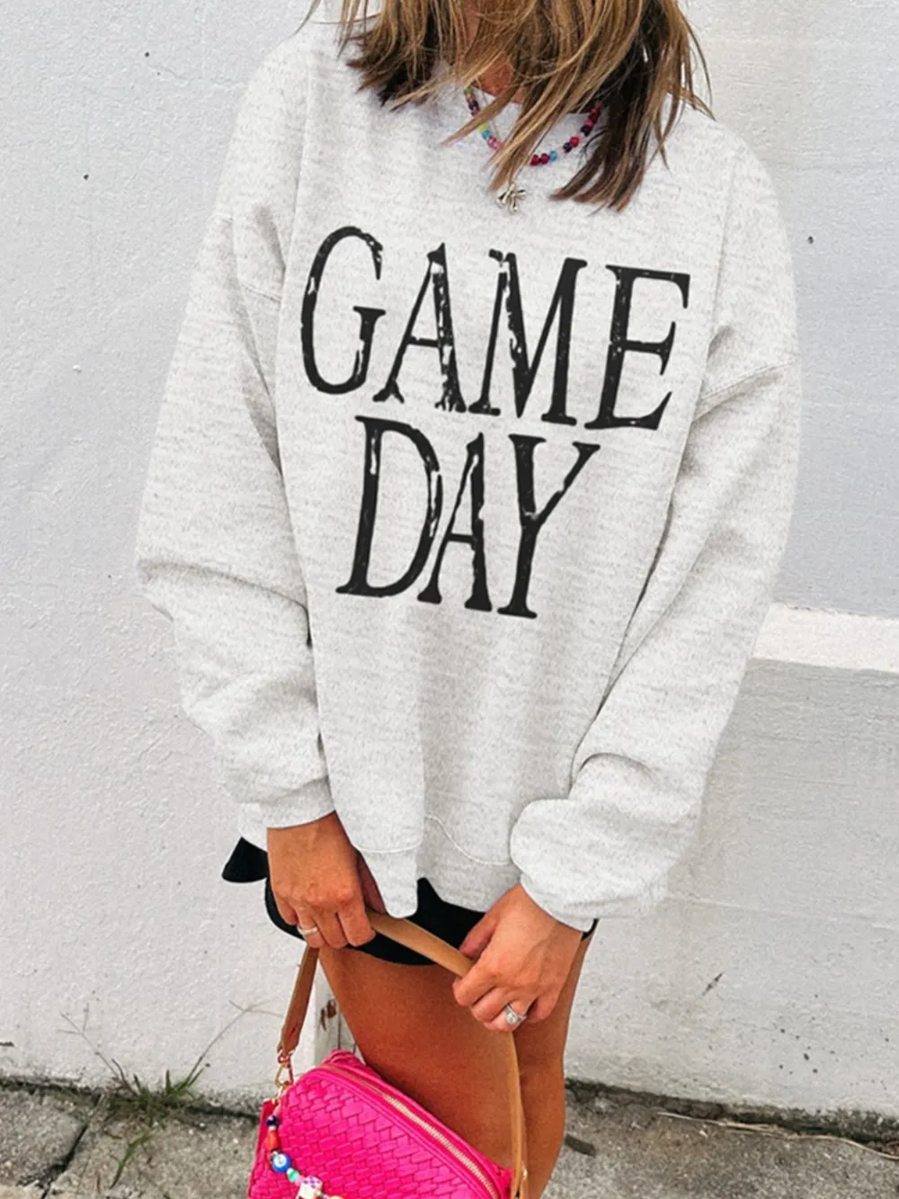Washed GAME DAY Graphic Baggy Sweatshirt, image 2