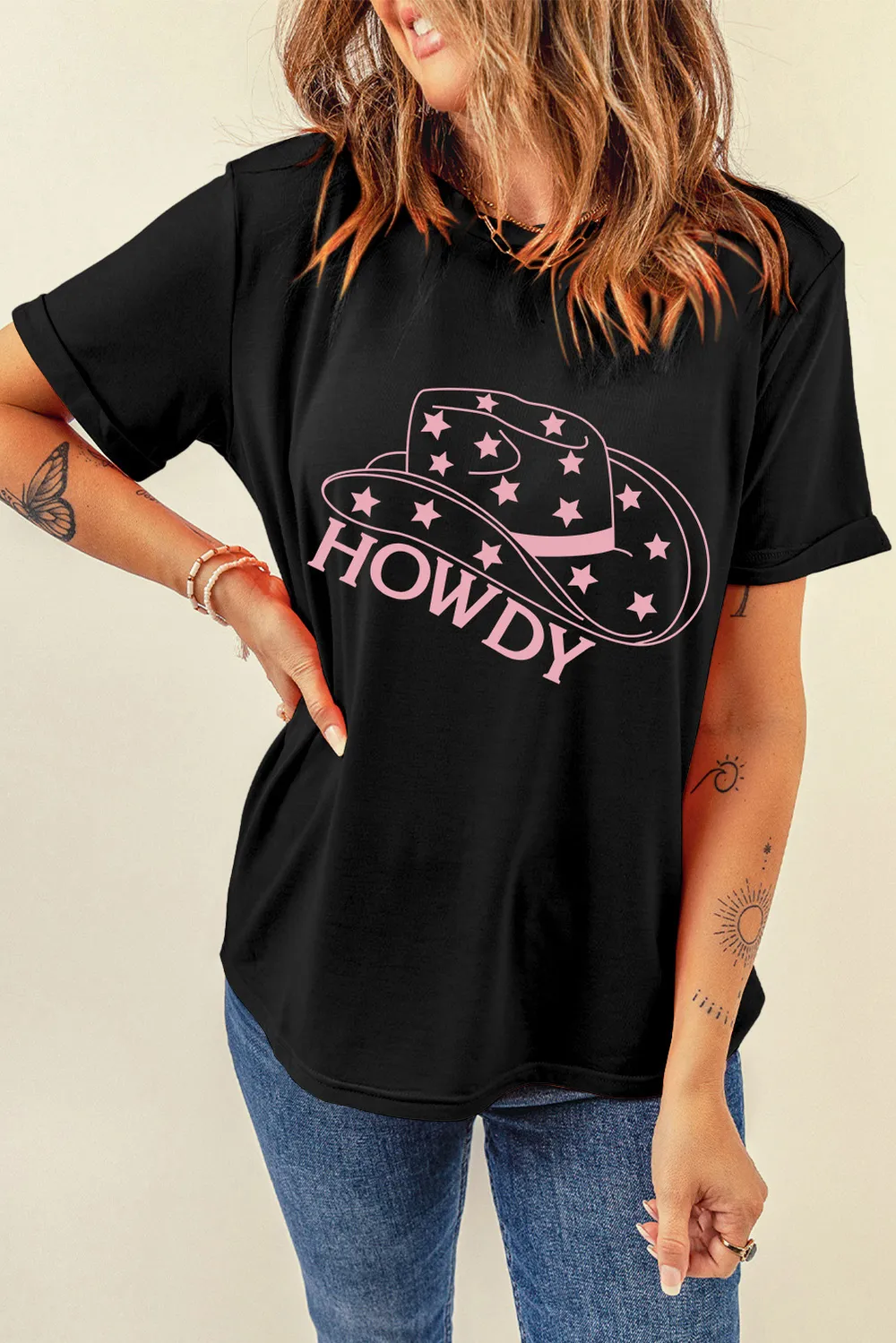 HOWDY Round Neck Short Sleeve T-Shirt, image 2