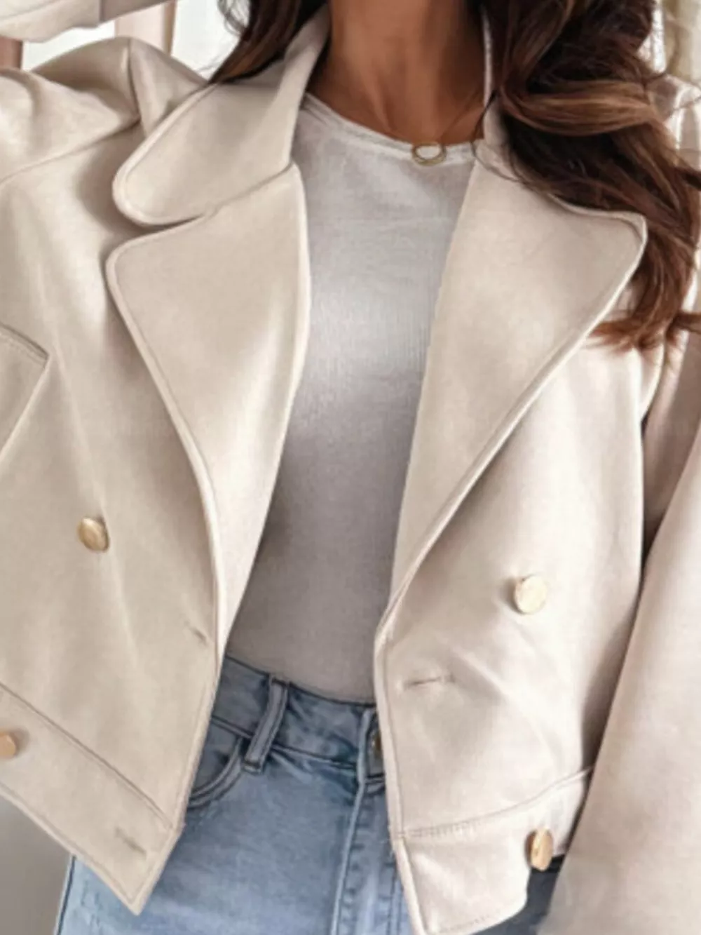 Double-Breasted Lapel Collar Jacket, image 3