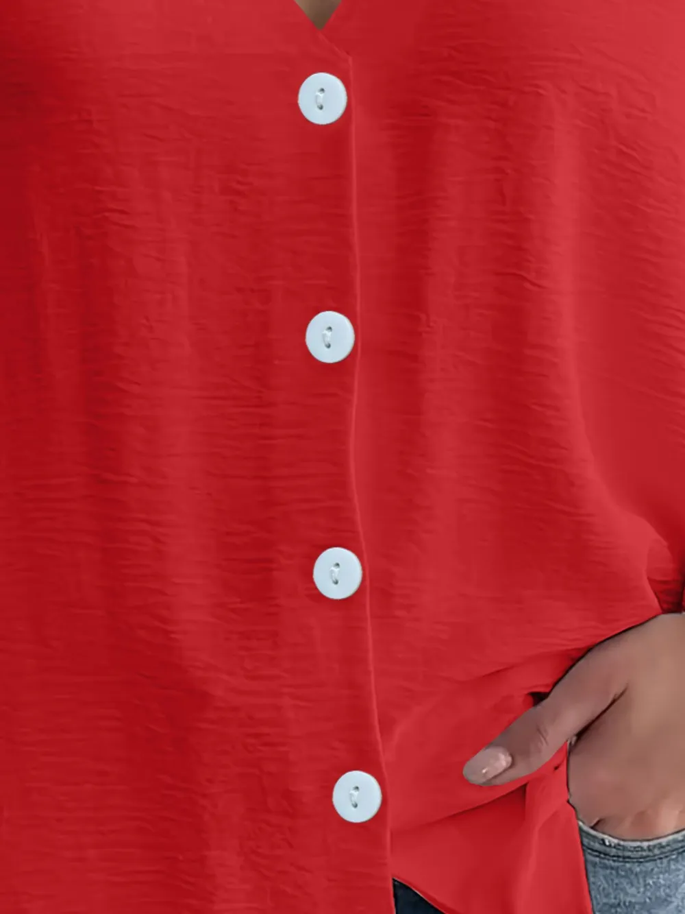 Full Size Casual V-Neck Button Down Relaxed Fit Blouse Plus Size, image 21