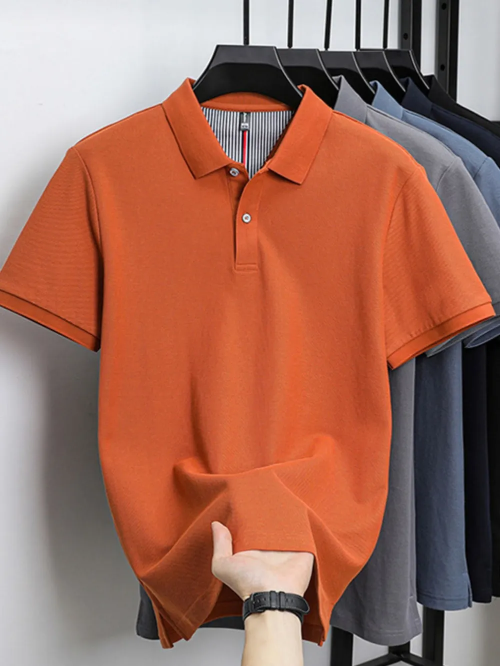 Men's Plus Size Button Detail Short Sleeve Polo, image 4
