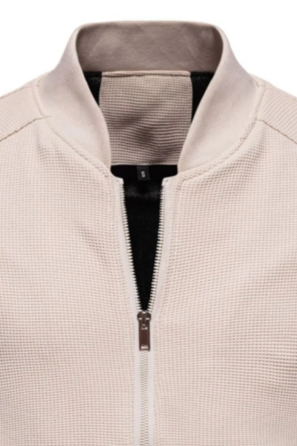 Men's Waffle Knit Baseball Collar Zip Up Jacket, image 5