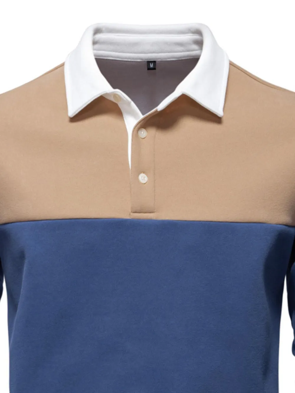 Men's Collared Neck Contrast Long Sleeve Polo, image 5