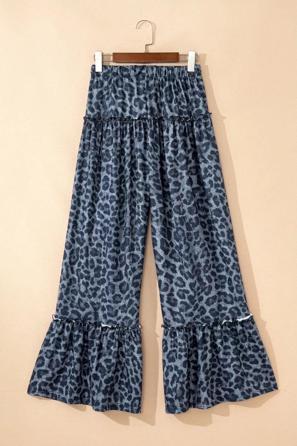 Leopard Print Frilled Detail Drawstring Wide Leg Pants, image 3