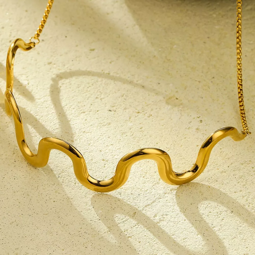 18K Gold-Plated Wave Necklace, image 2