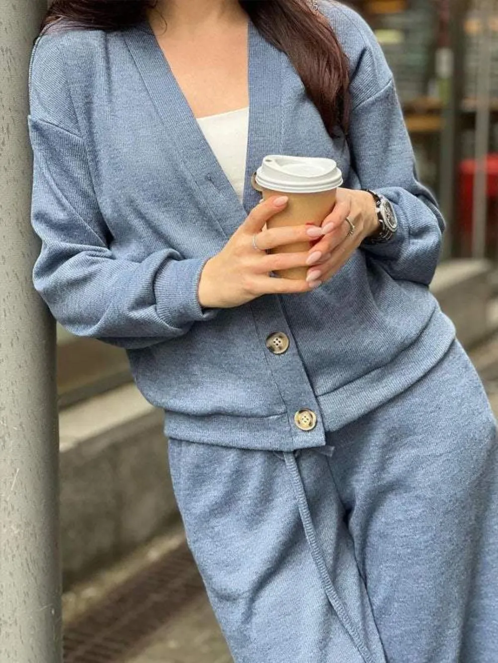 Full Size Button Up Long Sleeve Top and Pants Set, image 3
