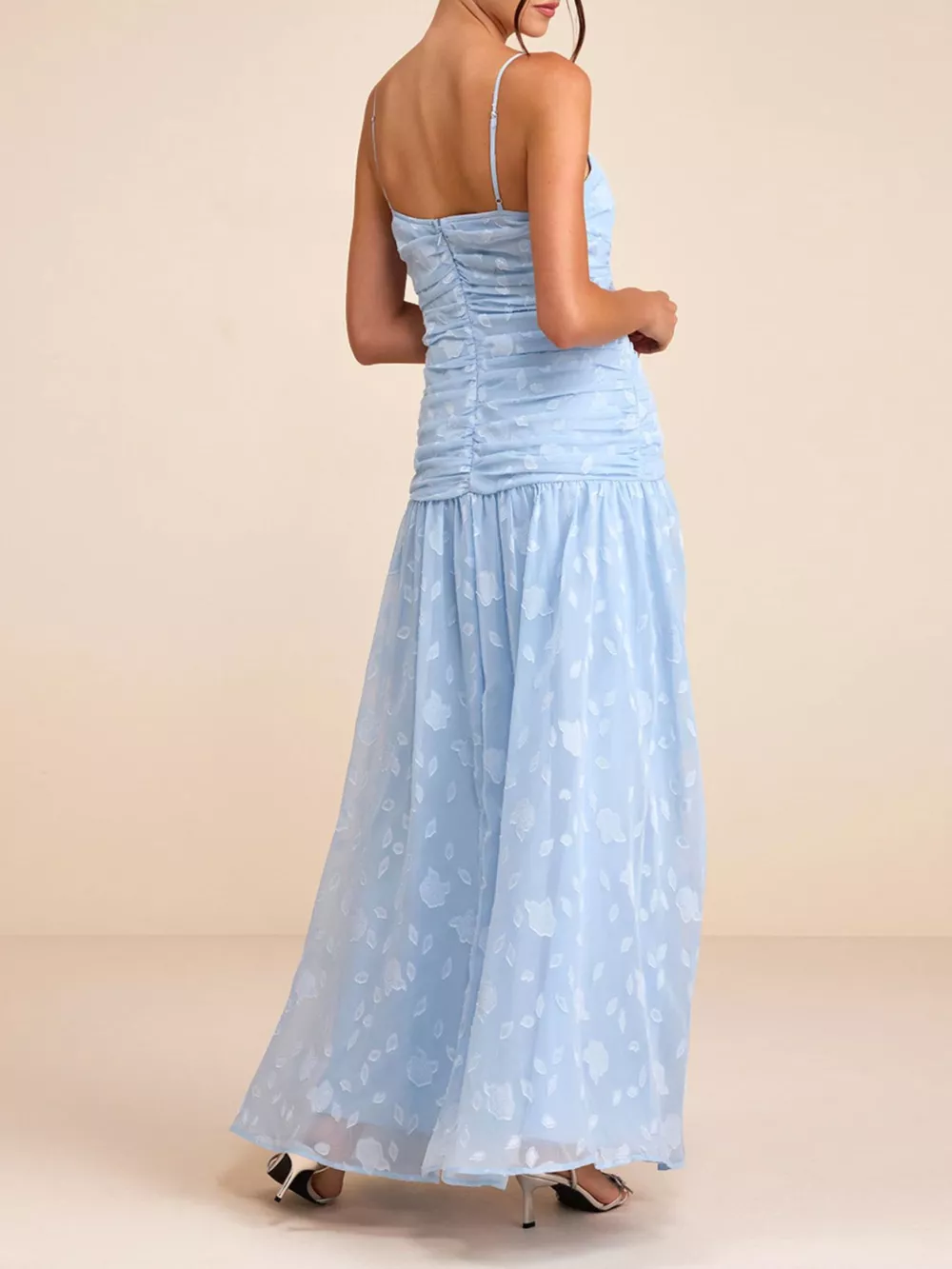 Ruched Spaghetti Strap Maxi Dress, image 5