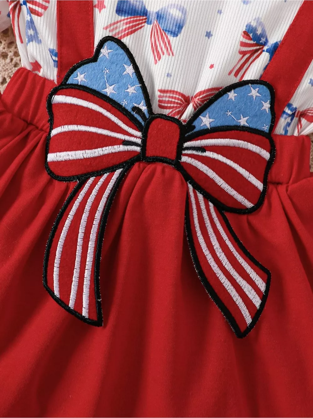 Children's Patriotic USA Ruffle Sleeve One-Piece with Headband, image 9