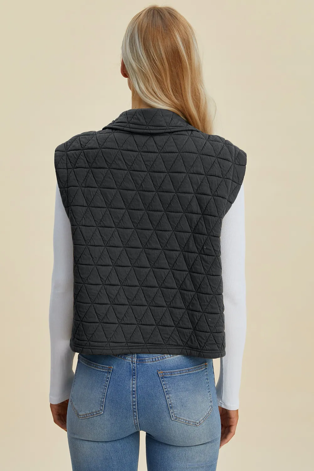 Full Size Pocketed Texture Snap Down Vest Coat, image 4