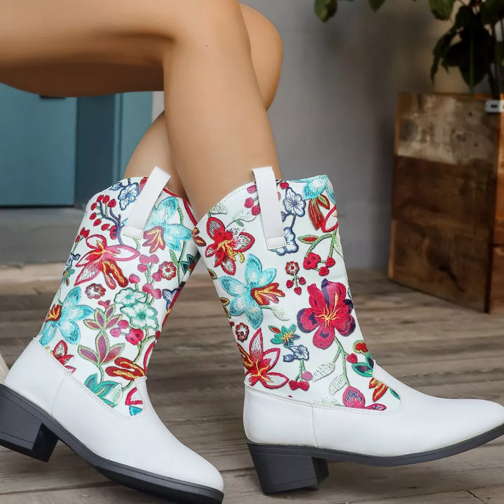 Floral Block Heel Boots, image 4