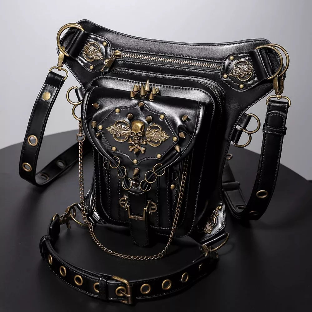Steampunk Skull Decor Crossbody Bag, image 3