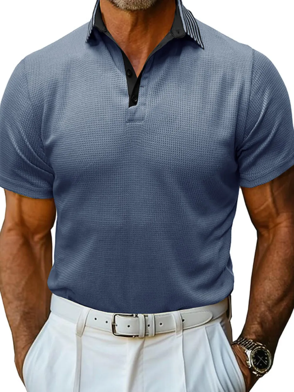 Men's Classic Textured Golf Polo Shirt, image 2