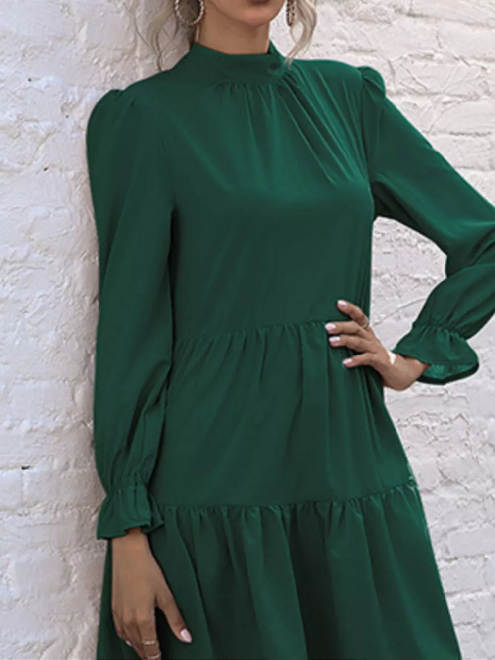 High-Low Flounce Sleeve Dress, image 2