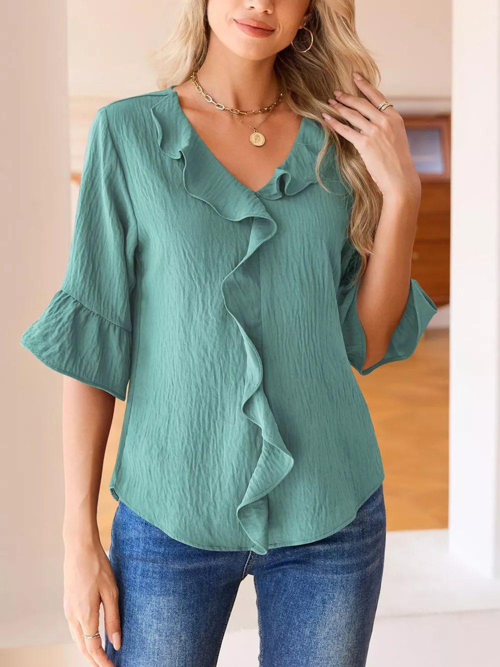 Ruffled Flounce Sleeve Blouse, image 3