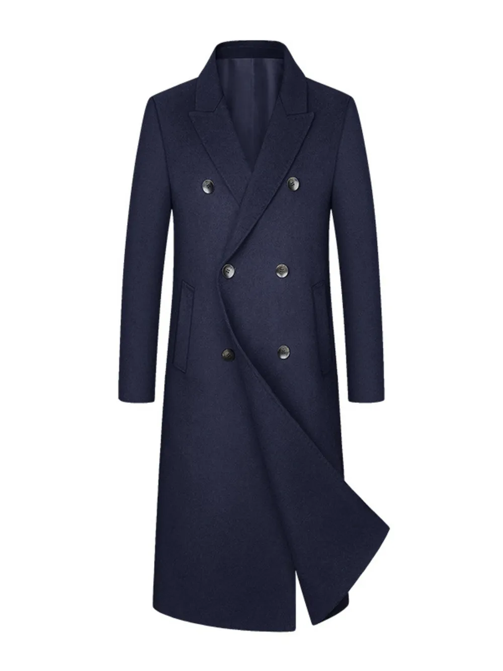Men's Plus Size Double-Breasted Longline Coat, image 11