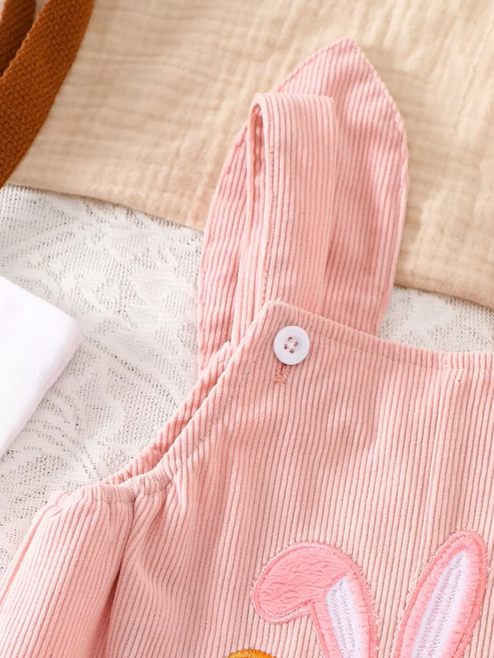 Children's Easter Bunny Embroidered Corduroy Overalls, image 4