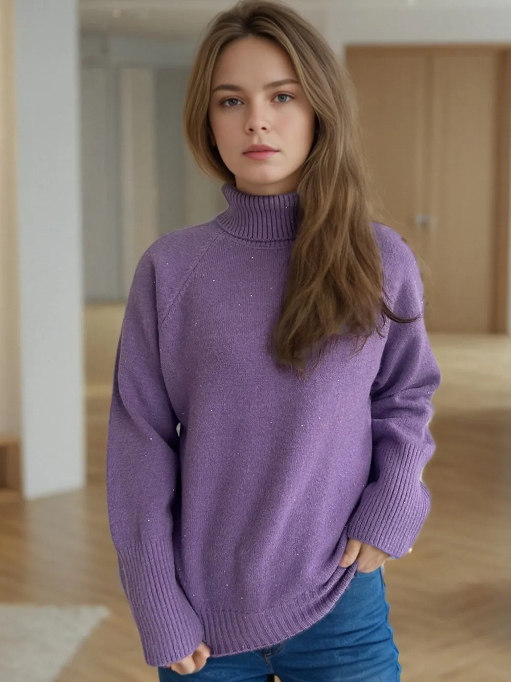 Turtleneck Raglan Sleeve Sweater, image 13