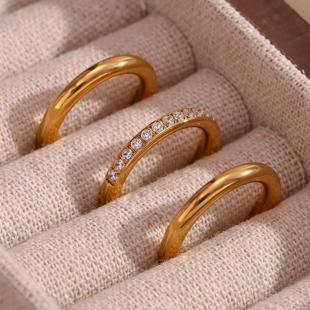 Stainless Steel Zircon Ring 3 Piece Set, image 6
