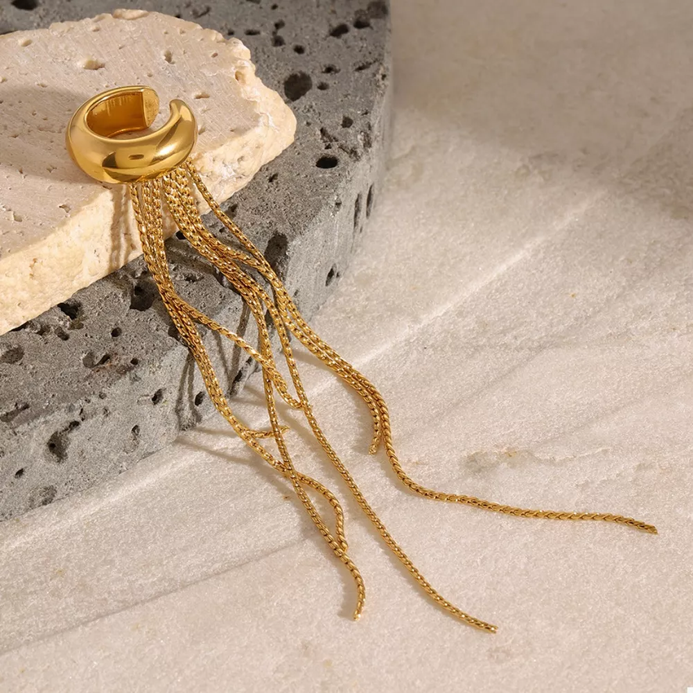 18K Gold-Plated Chain Fringe Earrings, image 7
