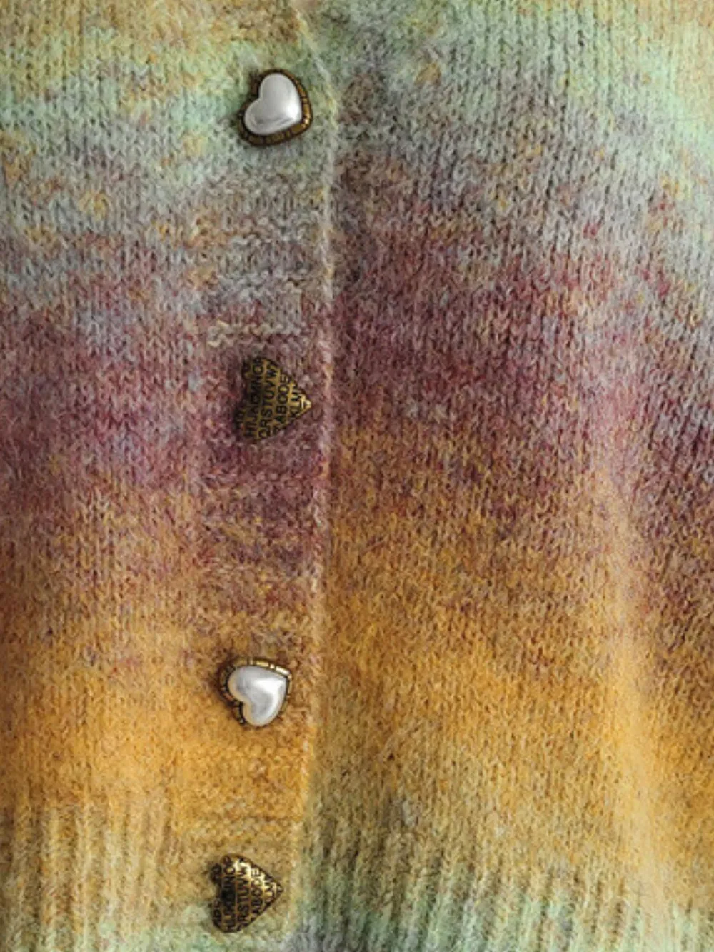 Gradient Heart Shape Button V-Neck Cardigan, image 13