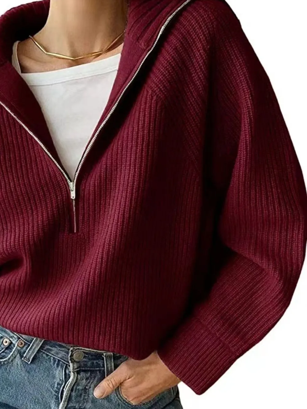 Half-Zip Long Sleeve Sweater, image 2