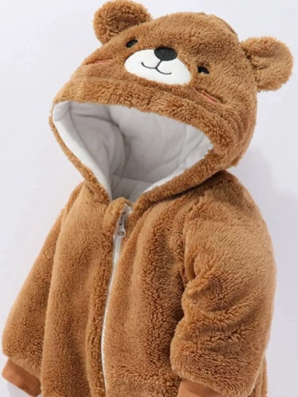 Children's Cozy Bear Hooded Fleece One-Piece, image 6
