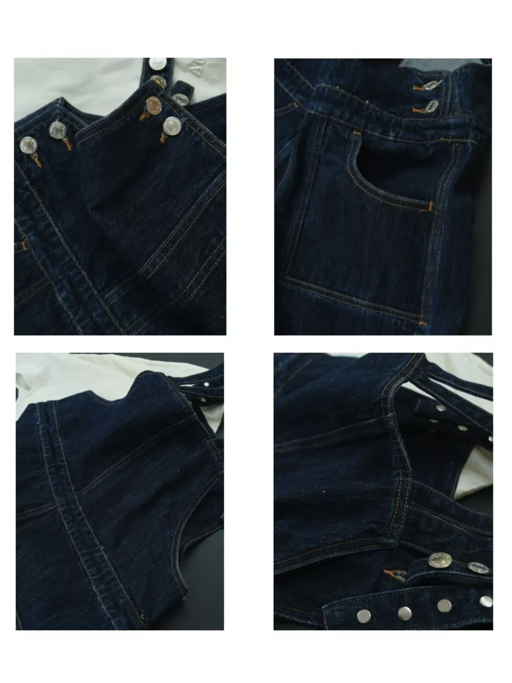 Vintage Dark Wash Wide-Leg Denim Overalls, image 34