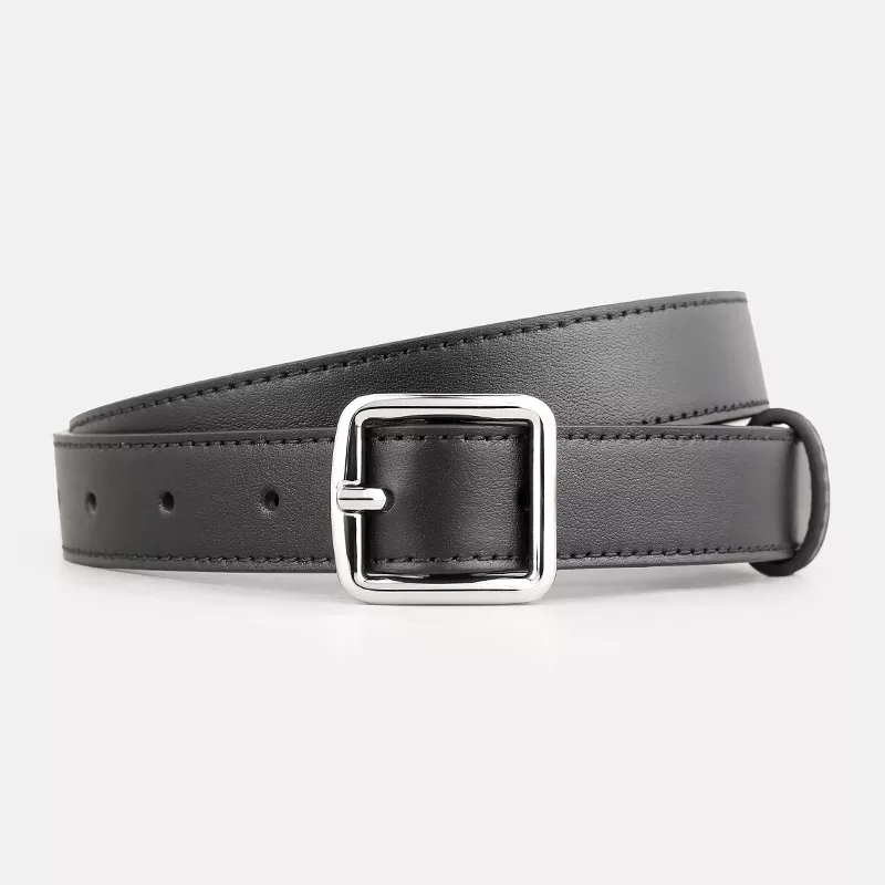 Leather Belt with Silver Buckle