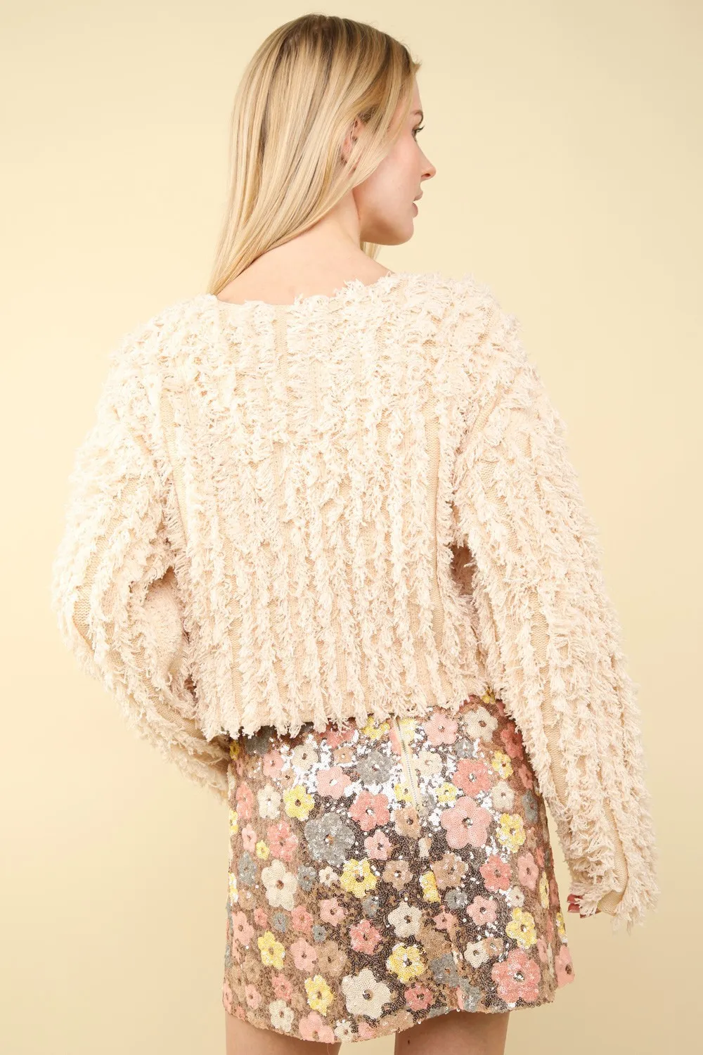 Shaggy Yarn Knit Zip Up Jacket, image 2