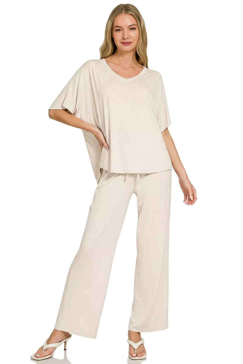 V-Neck Oversized Top & Pants Set, image 2