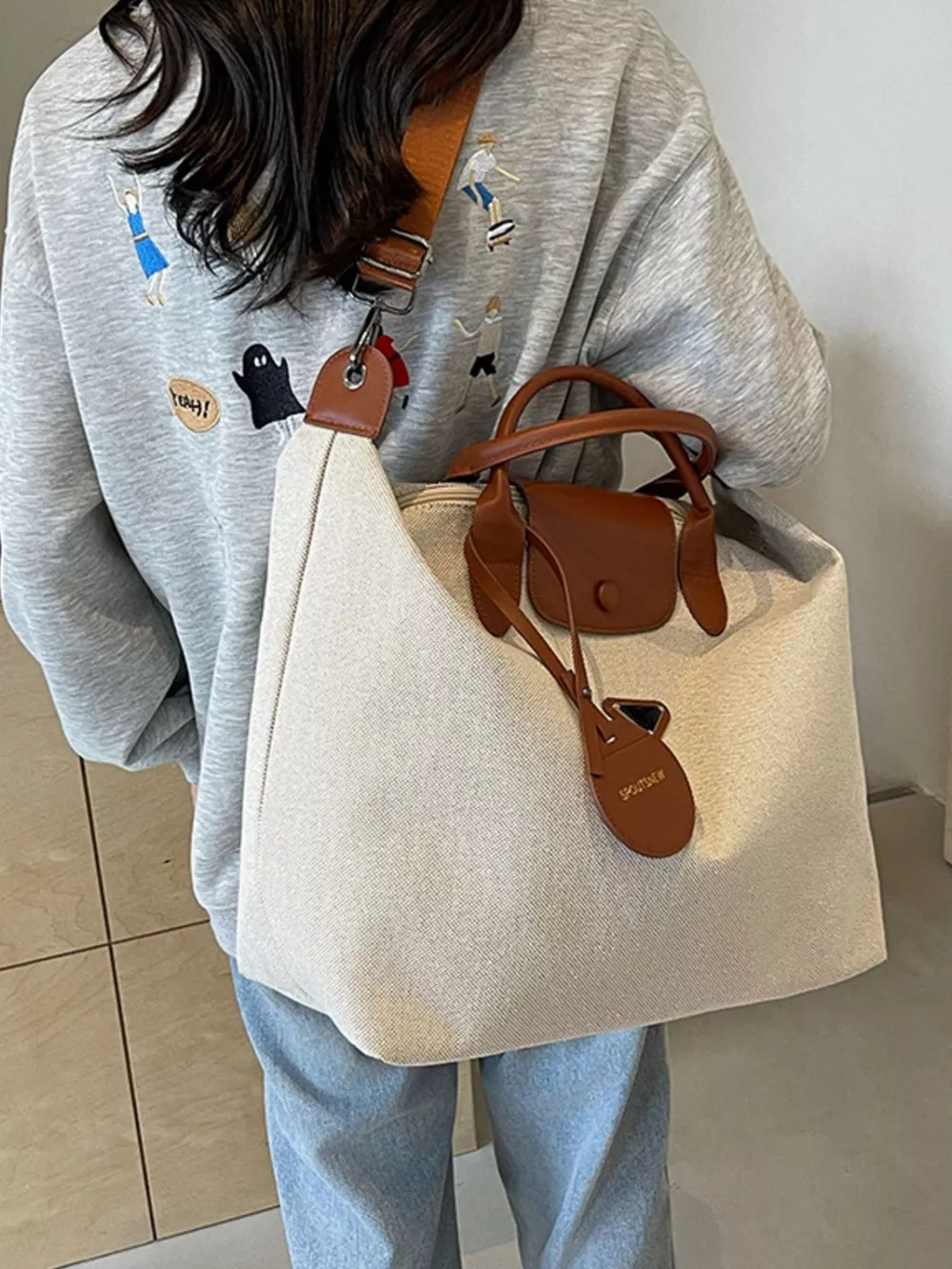 Canvas Travel Bag with Detachable Strap, image 5