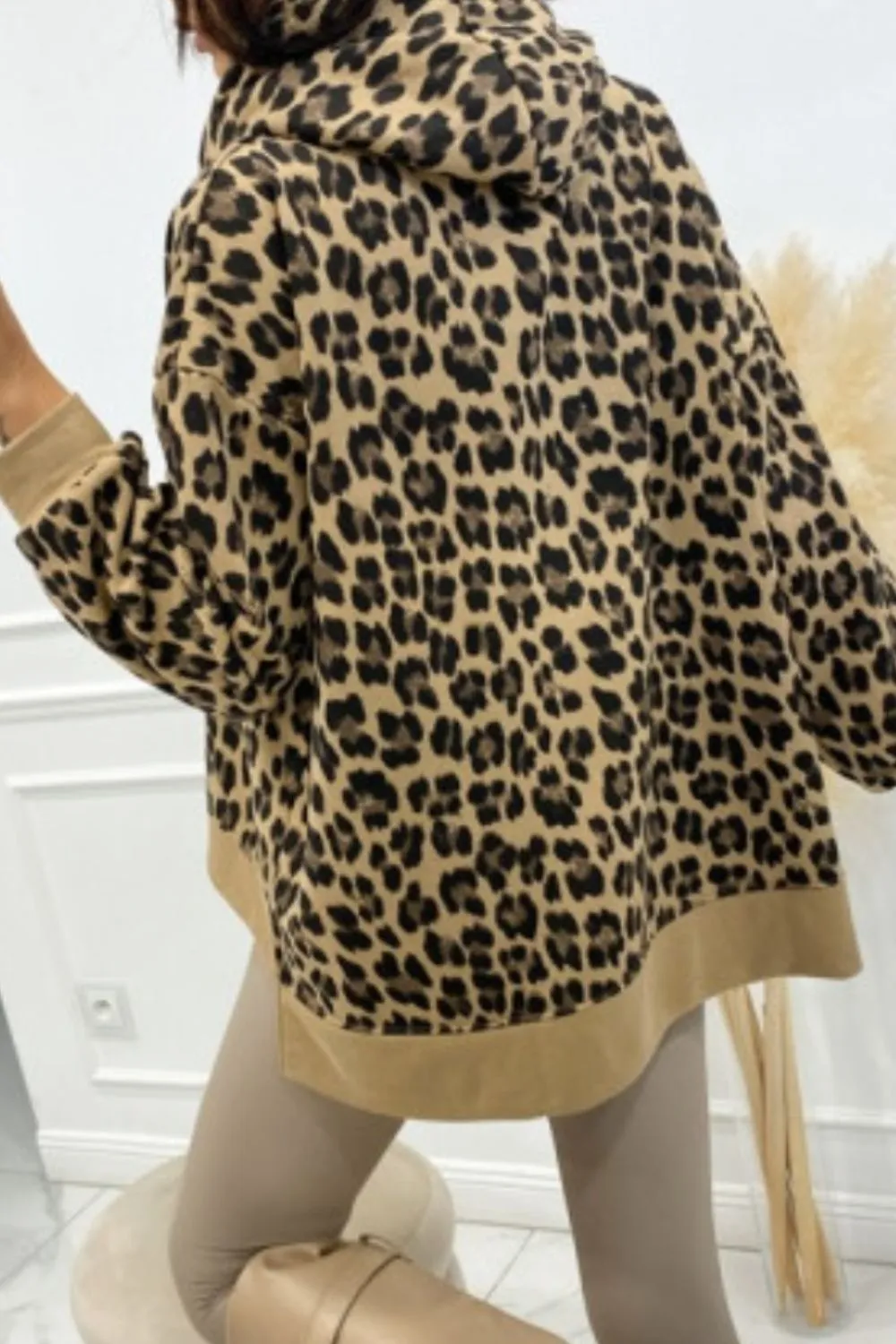 Leopard Dropped Shoulder Hoodie, image 6