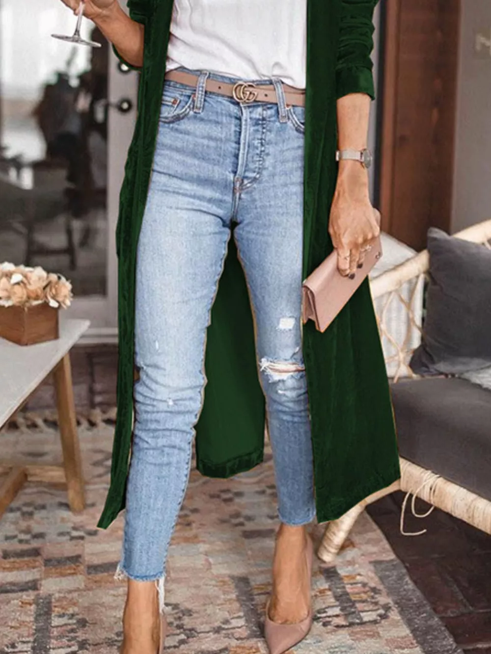 Open Front Long Sleeve Longline Cardigan, image 5