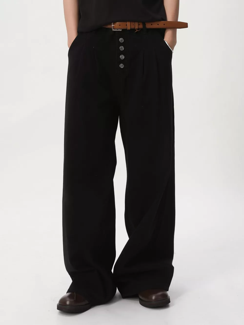 Men's Button-Fly Wide Leg Jeans, image 2