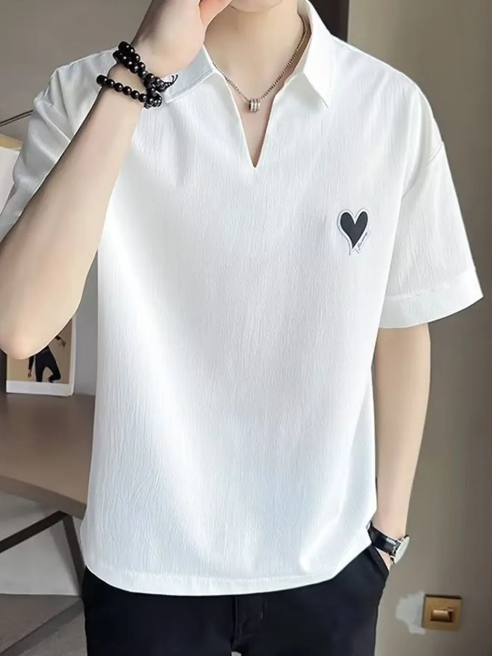 Men's Plus Size Classic Heart Logo Polo Shirt, image 5