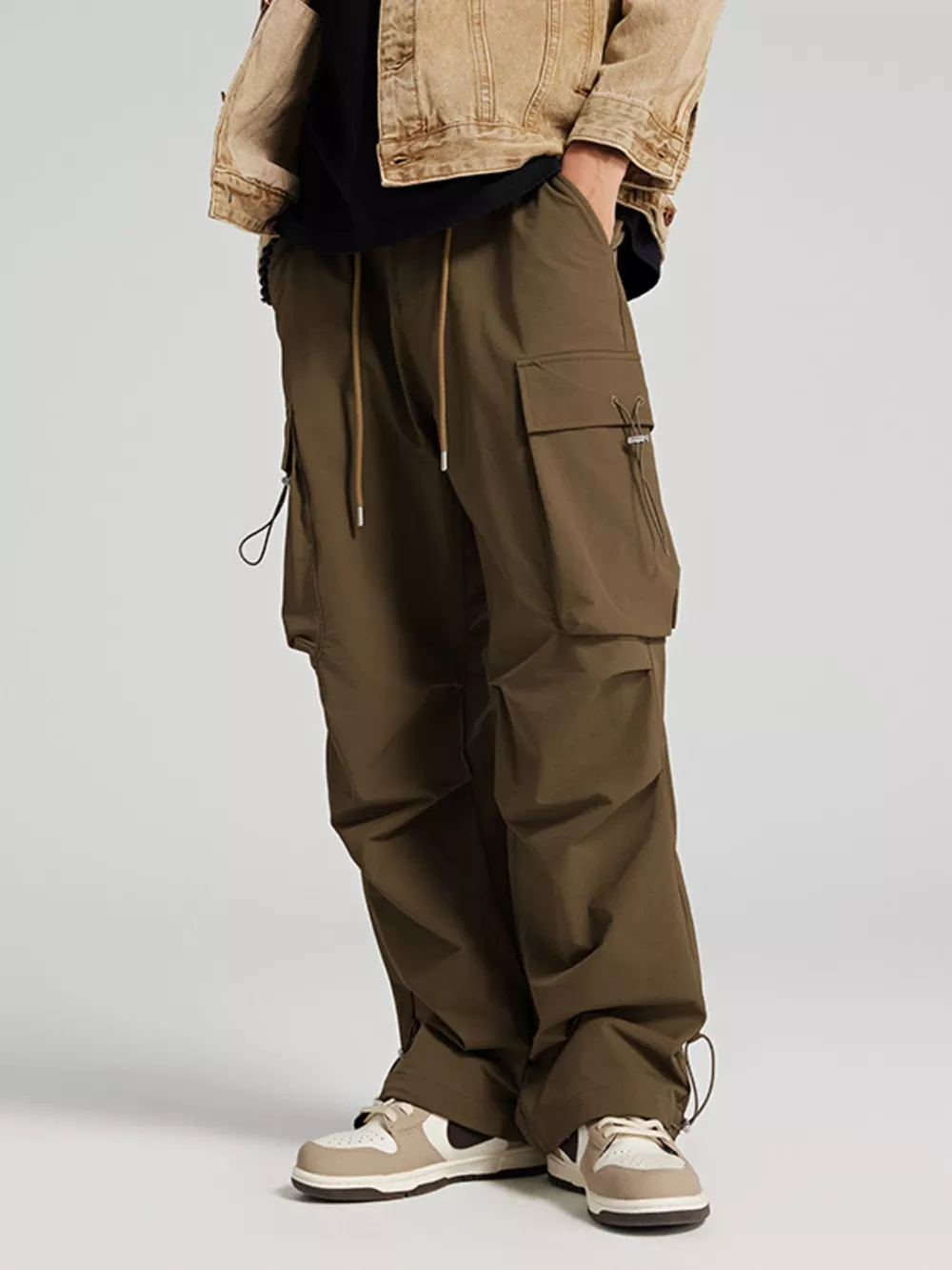 Men's Wide Leg Pants with Cargo Pockets, image 2