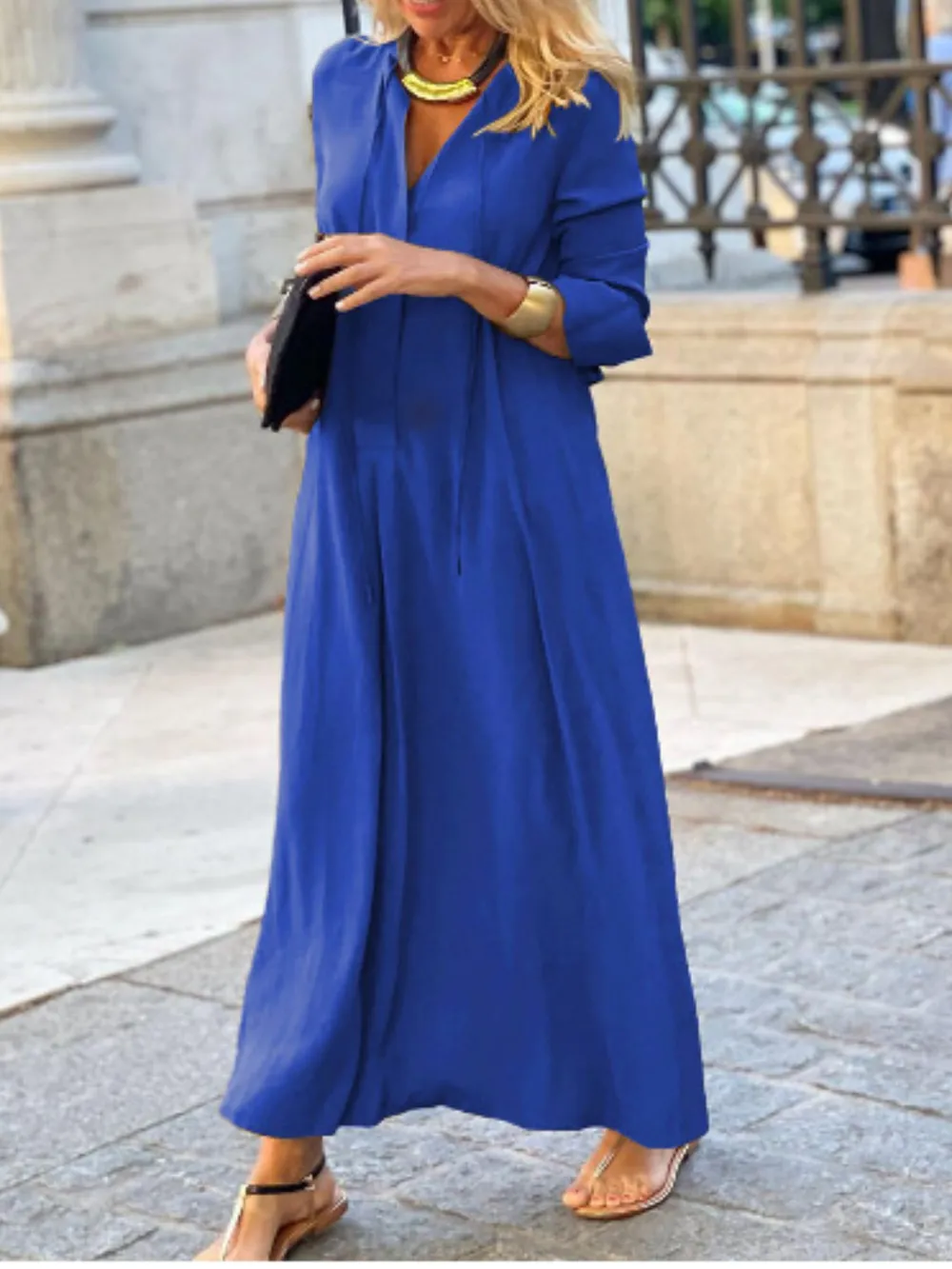 Full Size Solid Color Maxi Shirt Dress Plus Size, image 3