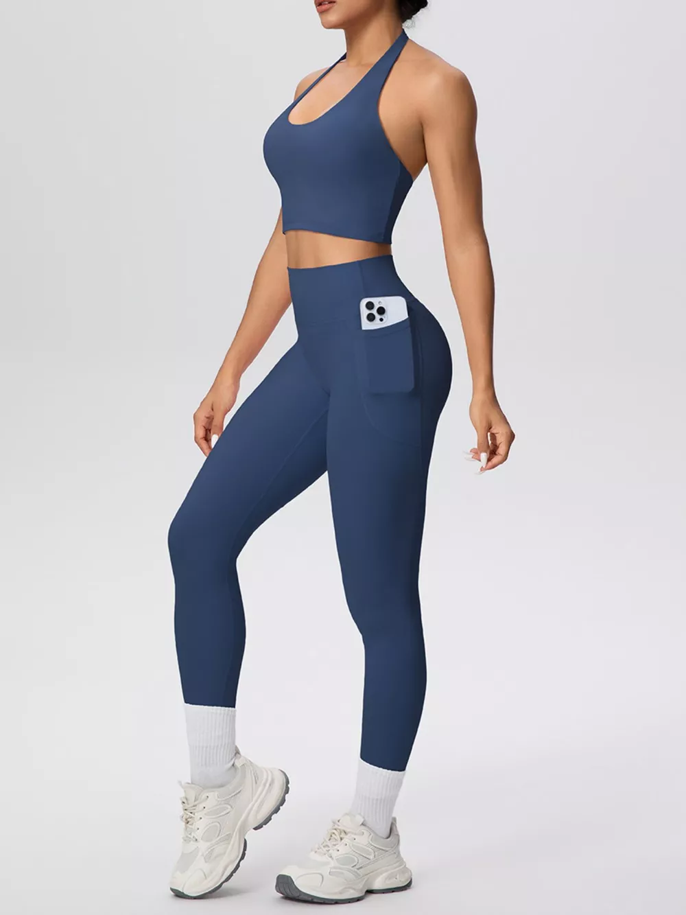 Halter Neck Crop Top and High-Waisted Leggings Active Set, image 14