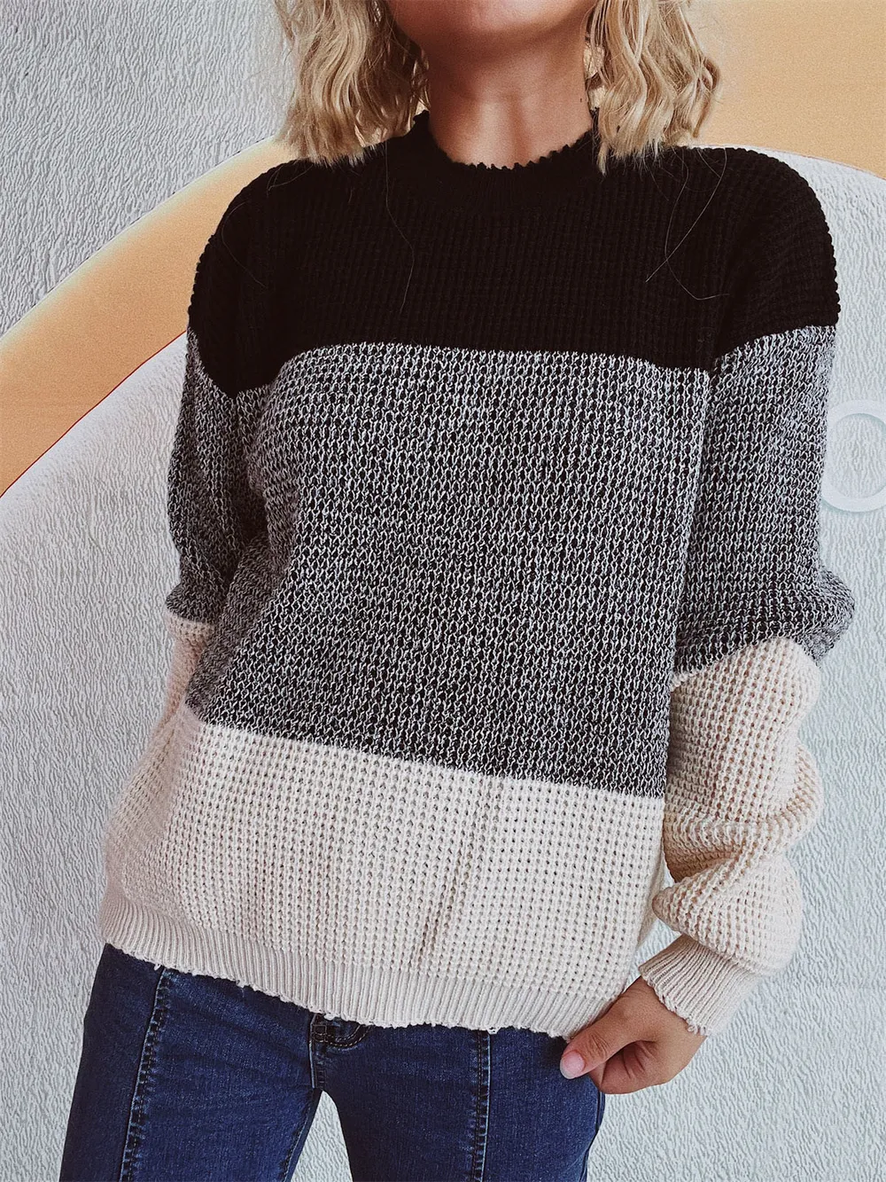 Color Block Long Sleeve Sweater, image 3