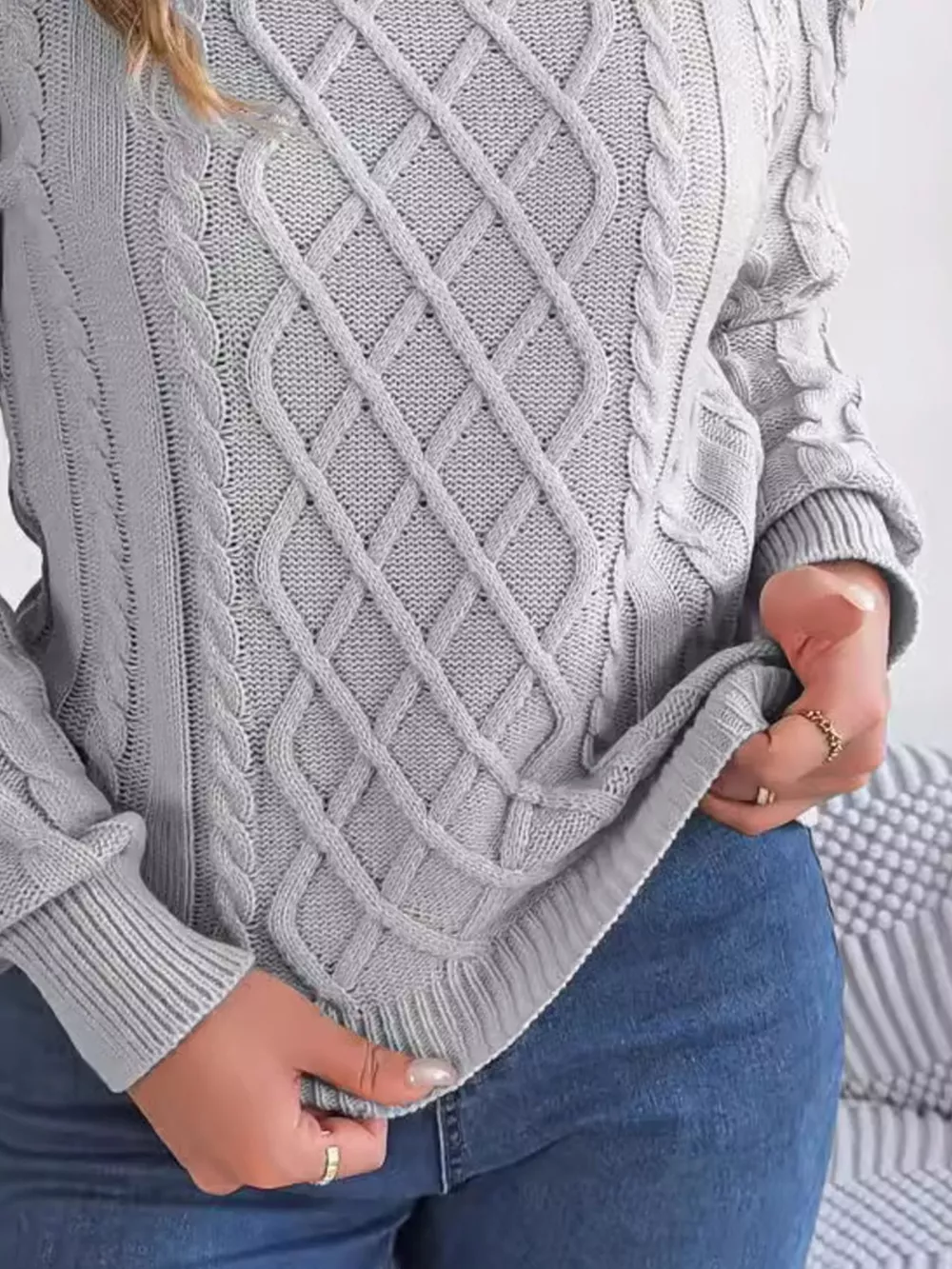 Cold-Shoulder Cable Knit Sweater, image 15
