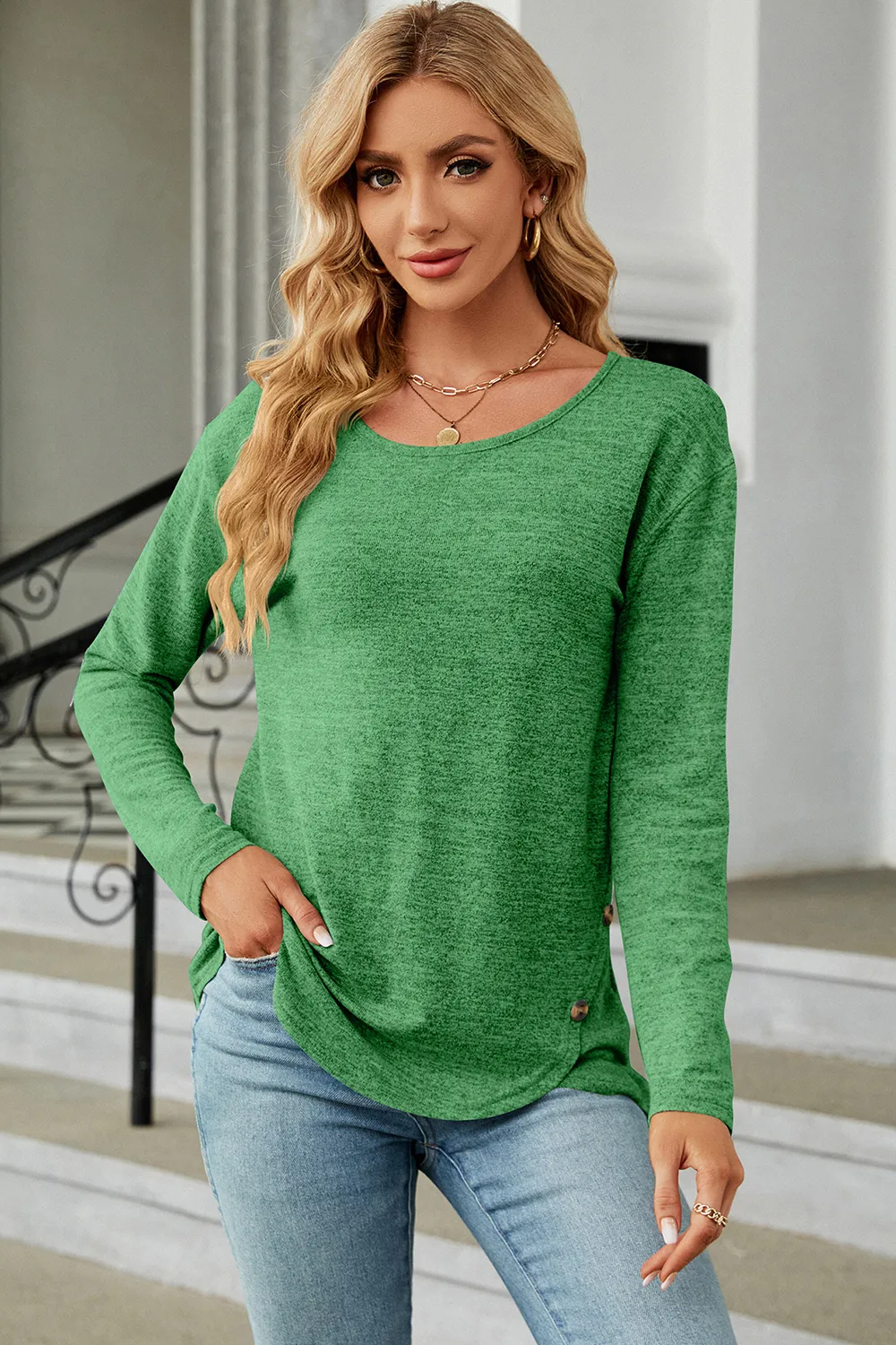 Round Neck Long Sleeve T-Shirt, image 18