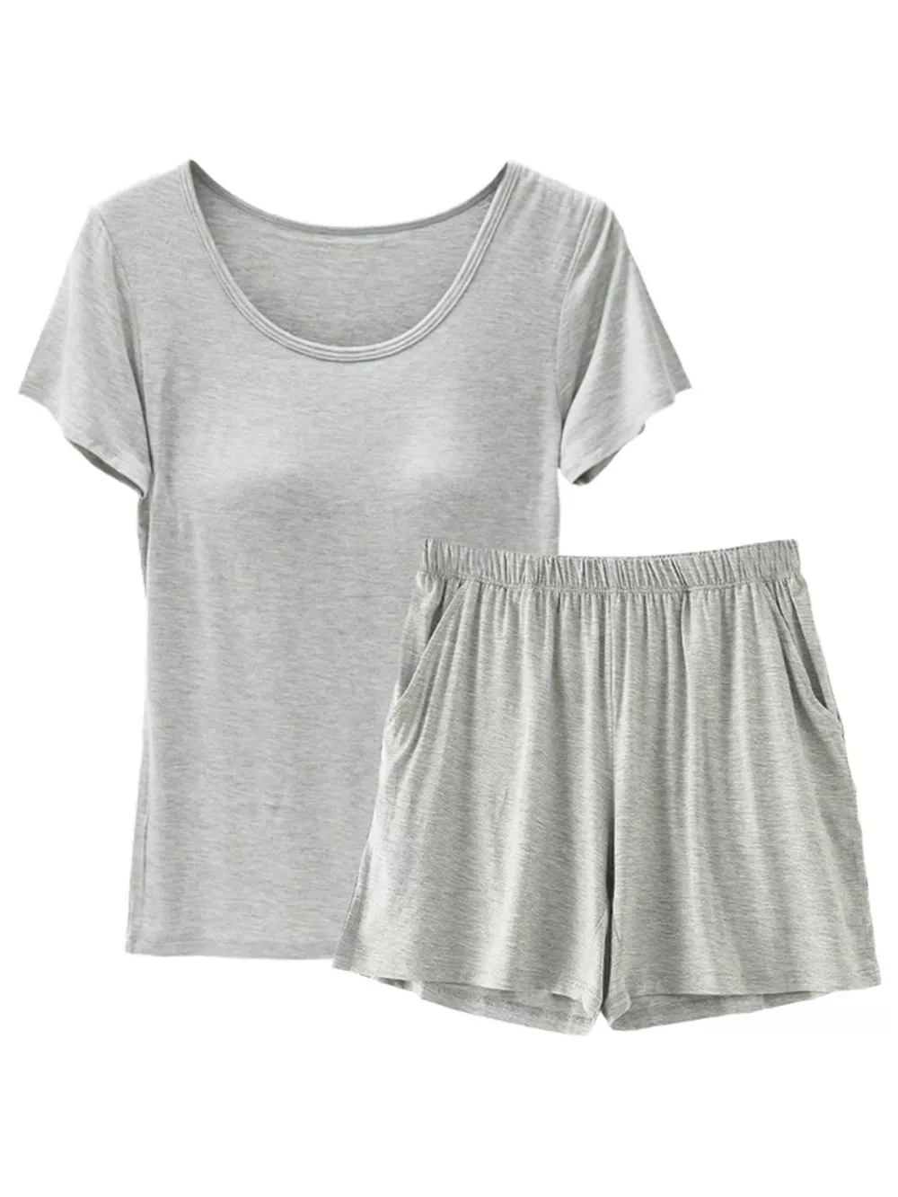 Plus Size Padded Modal Short Sleeve T-Shirt and Shorts Set, image 8
