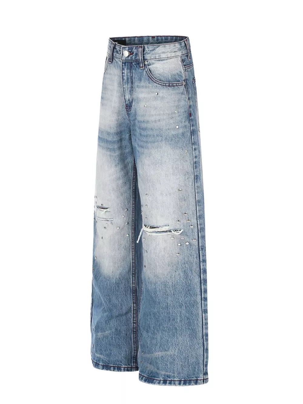 Men's Distressed Wide-Leg Jeans, image 2