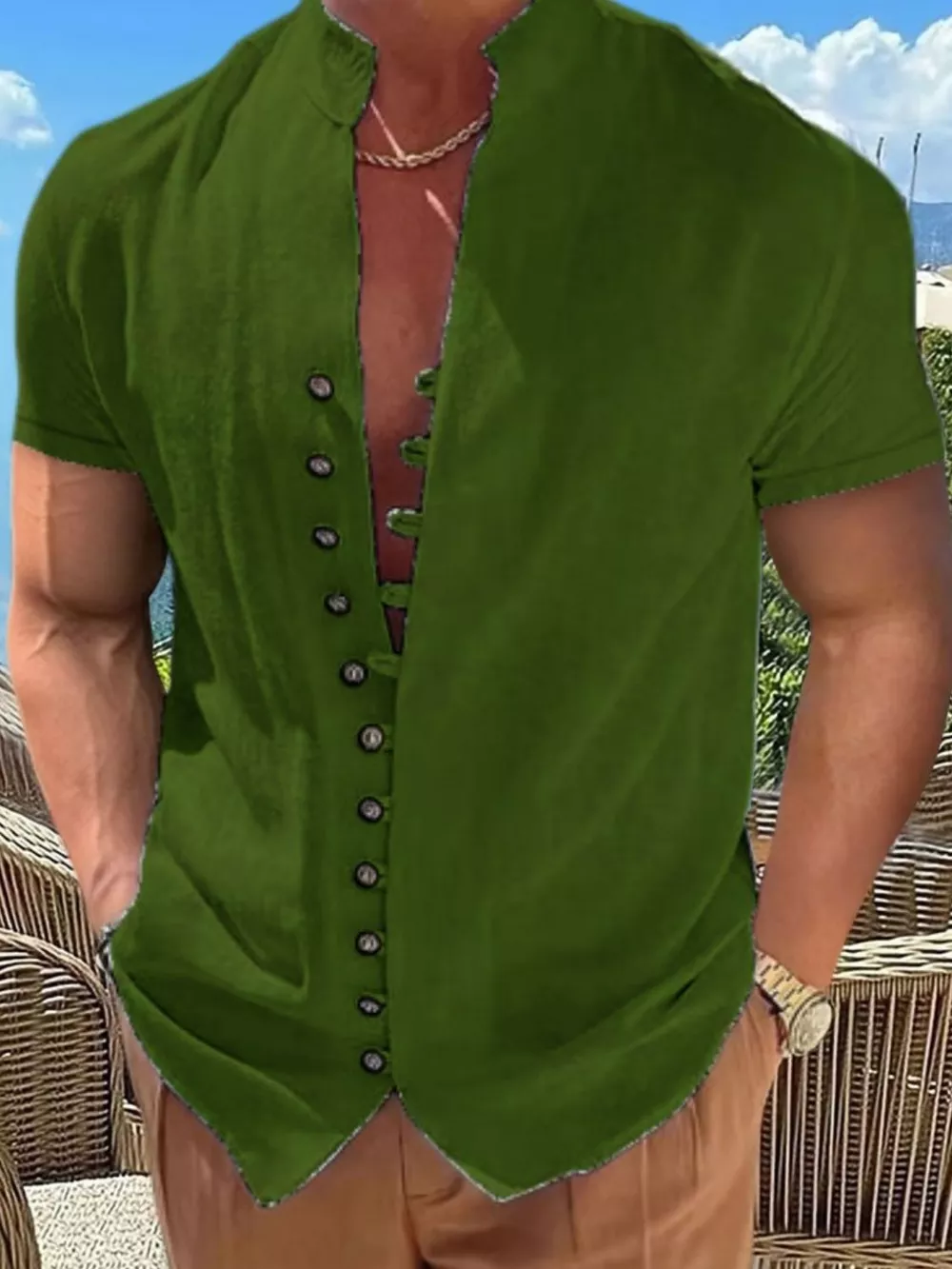 Men's Full Size Button Up Short Sleeve Shirt Plus Size, image 5