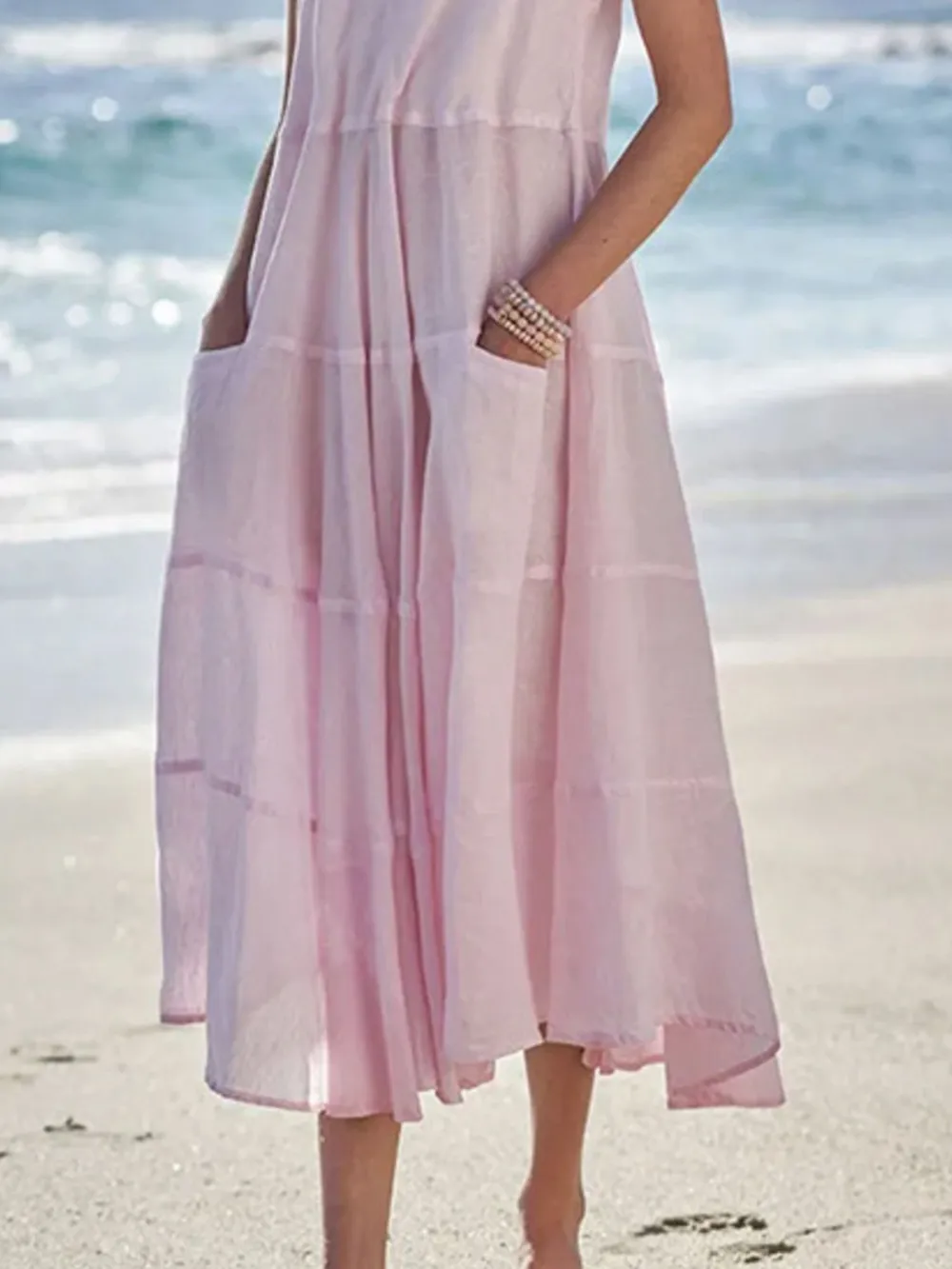 Full Size Tank Midi Dress with Pockets Plus Size, image 3